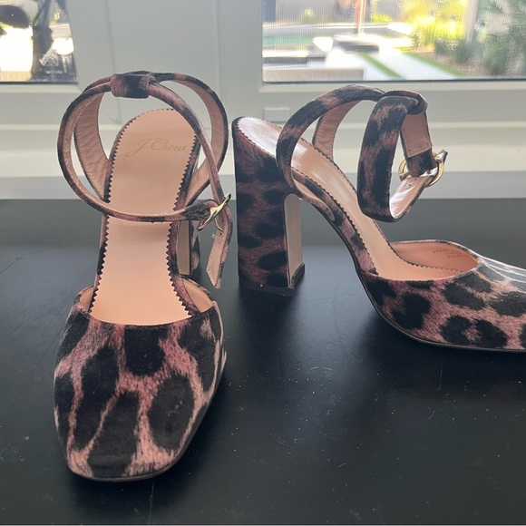 J. Crew Harlow ankle strap pumps velvet leopard - Picture 2 of 8